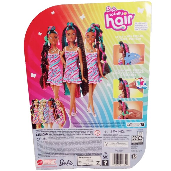 Barbie Totally Hair Doll, Butterfly-Themed with 8.5-inch Fantasy Hair, NEW - Picture 8 of 12